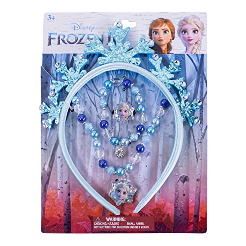 LUV HER Frozen Princess Dress Up Accessory Set - 3 Pcs Jewelry Set - Blue Princess Elsa Tiara, Bracelet - Elsa Necklace - Birthday, Holiday Gifts For Girls - Toys Dress Up Kit - Ages 3+