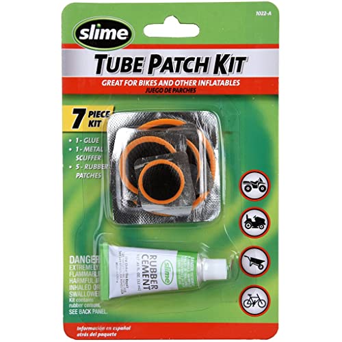 Slime 1022-A Tube Rubber Patch Kit, for Bikes and other Inflatables, contains, 5 Patches, Scuffer and Glue
