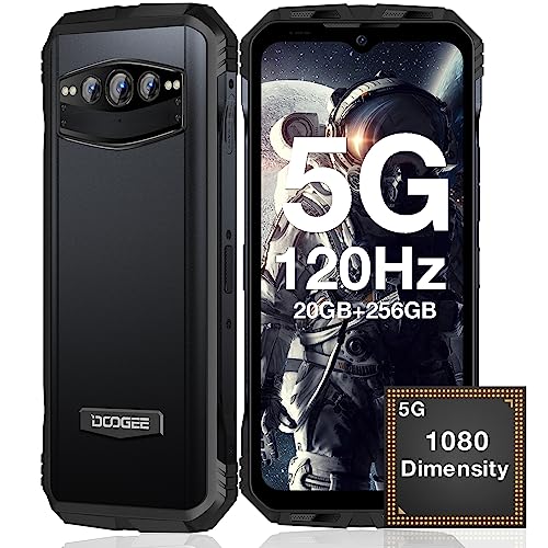 DOOGEE V30T 2023 5G Unlocked Smartphone, 20GB+256GB Rugged Smartphone, 66W/10800mAh Battery Cell Phone, 120Hz 6.58' 108MP Camera Rugged Phone, Dual Speakers, Night Vision, IP68 Waterproof, NFC, OTG