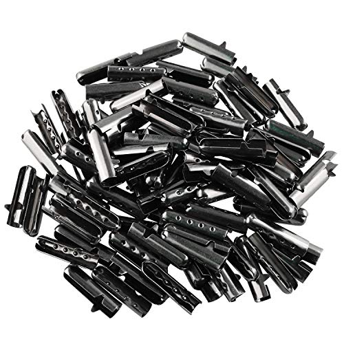 JCBIZ 100pcs 23x4.5mm Metal U Rope Strap Tail Clip Gun Black Metal Shoelace Repair Aglets Shoelace Tip for Repairing Worn Ropes or Enhance the Shoelaces Appearance