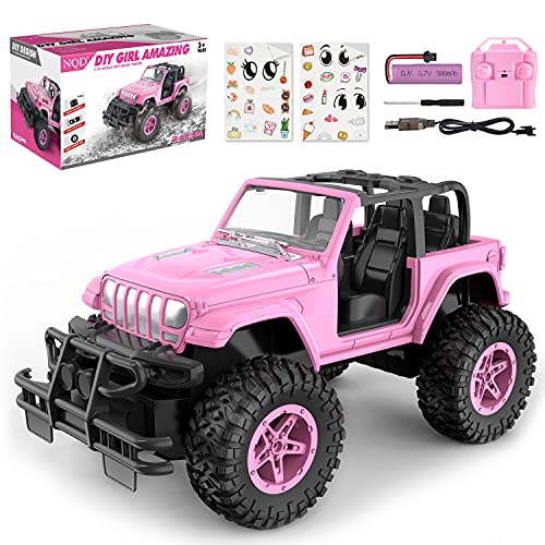 NQD Remote Control Car, Rechargeable RC Racing Cars with Stickers 1:16 Scale, 80 Min Play, 2.4Ghz Off Road Trucks with Storage Case, All Terrain Toys Gifts for 3-Year-Old Girls