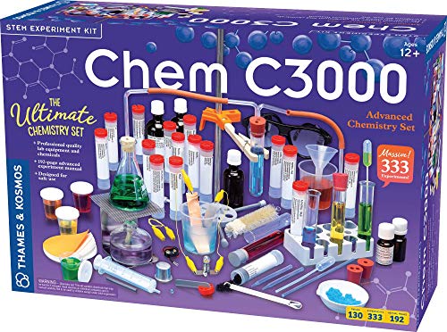 Thames & Kosmos Chem C3000 (V 2.0) Chemistry Set | Science Kit with 333 Experiments & 192 Page Lab Manual, Student Laboratory Quality Instruments & Chemicals, Multi, 21.3' Large x 7.2' W x 14.6' H (640132)