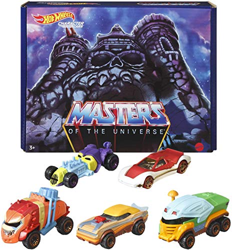 Hot Wheels Masters of The Universe 5-Pack of 1:64 Scale Character Cars, Collectible Vehicles Inspired by He-Man, Skeletor, Man-at-Arms, Beast Man & Teela, for Collectors, Fans & Kids 3 Years & Older