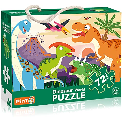 Dinosaur World Jigsaw Puzzle for Kids Ages 3-5 4-8 Year Old and Up，Jumbo 72 Piece Prehistoric Dinosaur Floor Puzzle Fancy Toddler Game Educational Toys Gift Box Boy and Girl