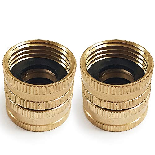 Twinkle Star 2 Pack 3/4' Brass Garden Hose Quick Connector with Dual Swivel for Male Hose to Male Hose Adapter, Double Female, Garden Hose Fittings Quick Connect