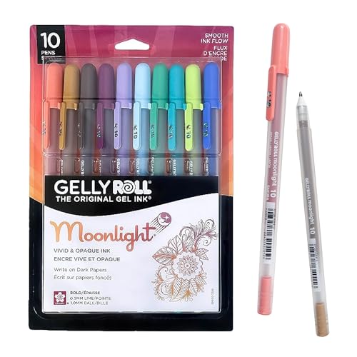 SAKURA Gelly Roll Moonlight 10 Gel Pens - Bold Ink Pen for Journaling, Art, or Drawing - Assorted Earth & Jewel Tone Ink - Bold Line - 10 Pack