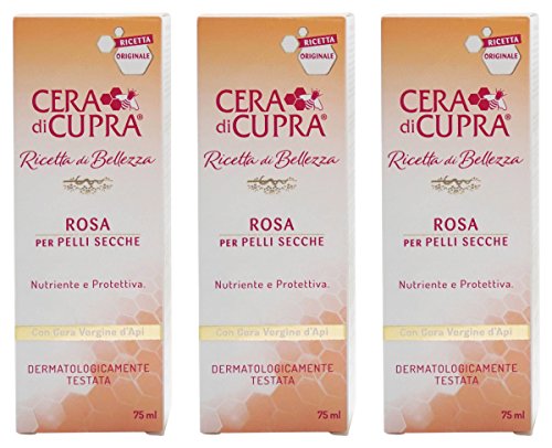 CERA DI CUPRA 'Rosa per Pelli Secche Cream for Dry Skin, Anti-age Formula - 2.5 Fluid Ounces (75ml) Tubes (Pack of 3) [ Italian Import ]