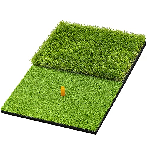 SAPLIZE 23' x 16' Foldable Golf Hitting Mat, 2-in-1 Golf Turf Grass Mat, Rough and Fairway for Hitting, Chipping and Putting Golf Practice and Training Mat for Indoor/Outdoor