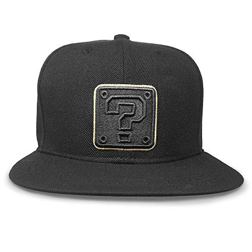 Controller Gear Super Mario Flat Bill Snap Back Hat (Black & Gold Question Block)