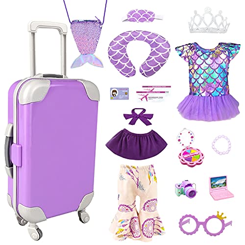 BNUZEIYI Doll Clothes and Accessories Travel Play Set for 18 Inch Dolls Doll Stuff with 18 Inch Doll Clothes Swimsuit for 18 Inch Girl Doll Girl Gift