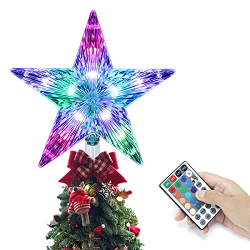 Christmas Tree Topper, KBG LED 20 Light Modes Color Changing 9' Christmas Tree Topper Star Lighted, Remote Controller Multicolor LED Christmas Star USB Powered for Xmas Holiday Party Gift Décor