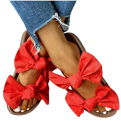 Sandals for Women Platform,Slide Sandals for Women/Cork Sole/Canvas Knot Bow/Womens Slides/Sandals for Women/Flip Flops for Women/House Slippers for Women