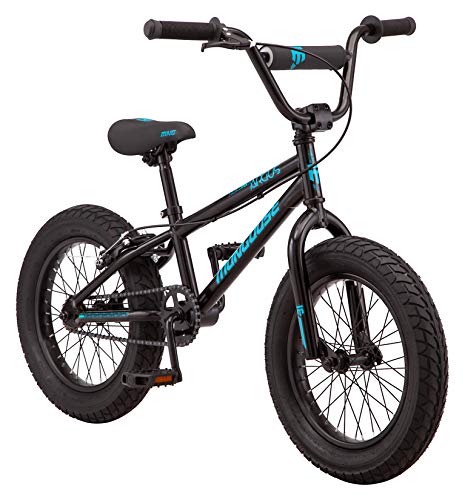 Mongoose Argus MX Kids Fat Tire Mountain Bike, 16-Inch Wheels, 3-Inch Wide Tires, High-Ten Steel Frame, Single Speed, Black