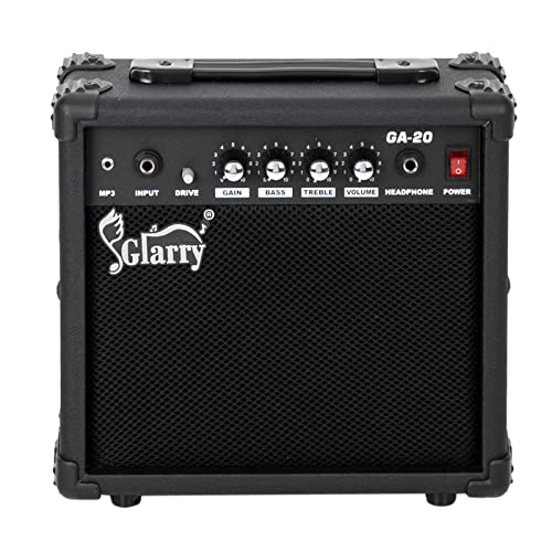 GLARRY Electric Guitar Amp, Portable Guitar Tube Amp with Headphone MP3 Input, 20W Practice Guitar Combo Amplifier Speaker Accessories with Bass, Volume, Treble, and Middle Controls