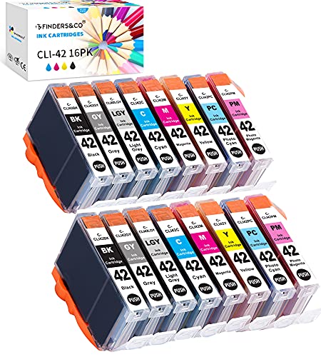 F FINDERS&CO Compatible Ink Cartridges Replacement for Canon CLI42 CLI-42 Ink for Canon Pixma Pro-100 Pro-100S Printer (2 Combo Pack, 16-Pack)