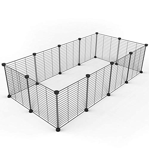 Tespo Pet Playpen, Small Animal Cage Indoor Portable Metal Wire yd Fence for Small Animals, Guinea Pigs, Rabbits Kennel Crate Fence Tent, Black, (12Panels)