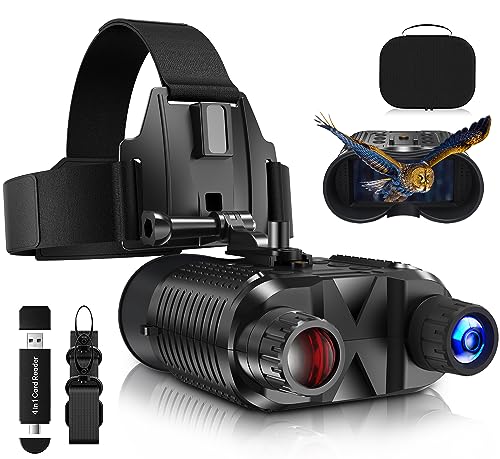 [2024 PreSell] Night Vision Goggles with 3D Vision Effect - 4K Video Recording 7 Infrared Binoculars Viewing Dark with 8 X Digital Zoom Allow Adjust Vision of Binoculus 32GB Cards for Save Photo Video