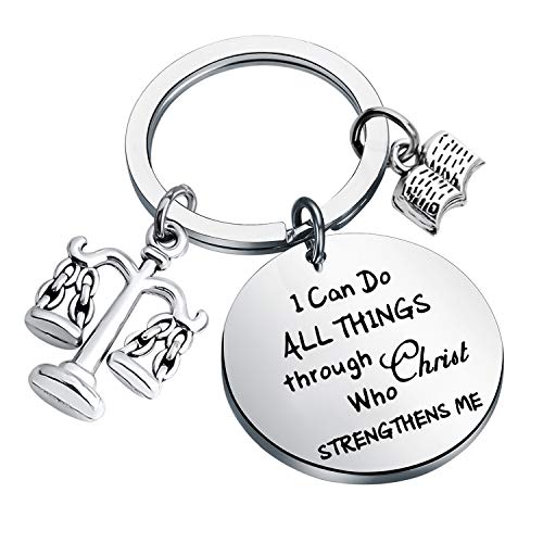 LQRI Lawyer Gift Lawyer Graduation Gift I Can Do All Things Through Christ Who Strengthens Me Keychain Law School Student Gift New Lawyer Gift Attorney Gift (sliver)