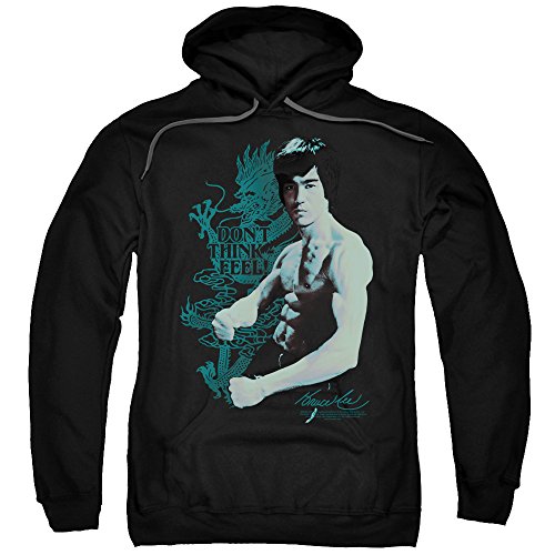 Trevco Bruce Lee Feel Unisex Adult Pull-over Hoodie for Men and Women, Large Black