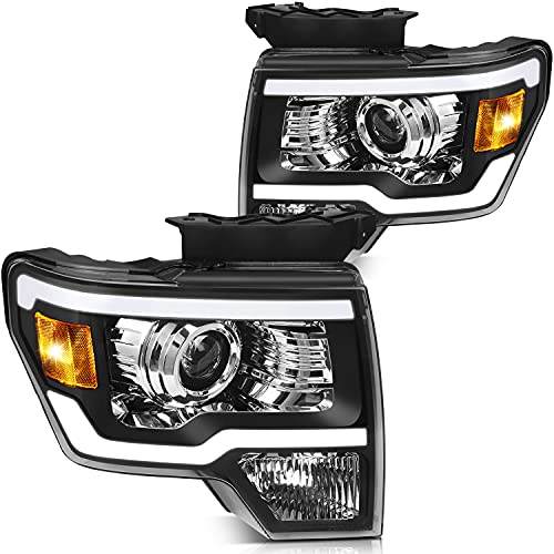 ECCPP Headlight Assembly with LED H7 Projector For Ford For F-150 2009-2014 Driver and Passenger Side
