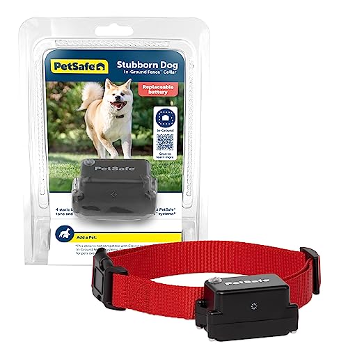 PetSafe Stubborn Dog Pet Fence Receiver Collar Only - In-Ground Fence Collar, Waterproof - Tone, Vibration & Static Correction for Dogs 8lb and Up - From The Parent Company of INVISIBLE FENCE Brand