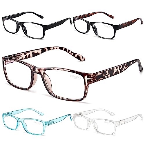 Gaoye 5-Pack Reading Glasses Blue Light Blocking,Spring Hinge Readers for Women Men Anti Glare Filter Lightweight Eyeglasses (#5-Pack Mix Color, 3.0)