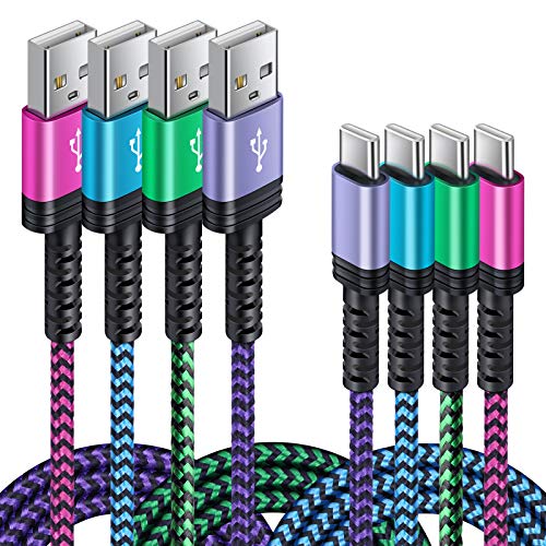 C Charger Cable Fast Charging Phone Android Power Cord 4Pack for Samsung Galaxy S24+ S23 Ultra S22 Plus Note 21/20 Ultra, S21+/S20 Plus/S21 S20 FE/S10 Plus/S9 A11/A21/A51/A71 Google Pixel 5 4A XL