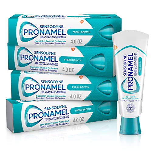 Sensodyne Pronamel Fresh Breath Enamel Toothpaste for Sensitive Teeth and Cavity Protection, Sensitivity Protection, Fresh Wave - 4 Ounces x 4