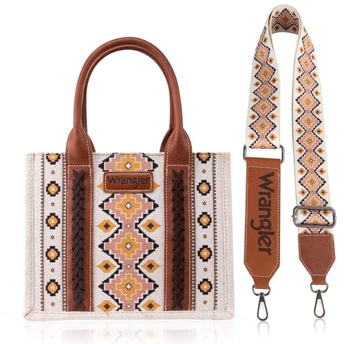 Wrangler Purses Aztec Tote Bag for Women Boho Handbags Wide Guitar Strap Crossbody Bag with Fall Collection Gift WG2202-8120SCF