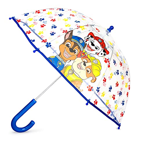 ABG Accessories boys Kids Clear for Rain boy's, transparent With an Easy Grip Handle, Dome Windproof, Bubble Umbrella, Nickelodeon, Paw Patrol, Age 3-10 US