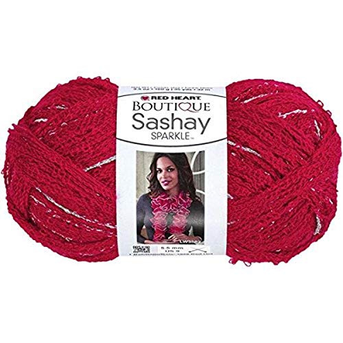 Coats Yarn Red Heart Boutique Sashay Sparkle Yarn, Red Hot