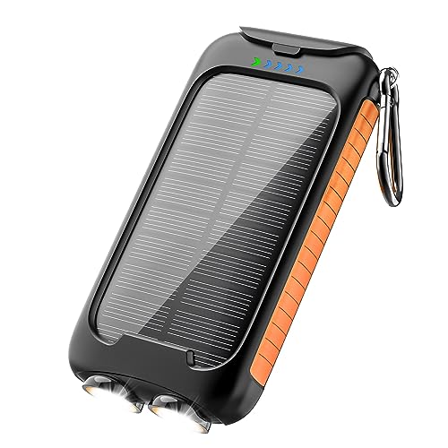 Solar Power Bank, Solar Charger, 38800mAh Outdoor Portable Charger, External Battery Pack 5V/3.1A Fast Charger Type C Ports with LED Flashlights, Perfect for Travel Camping