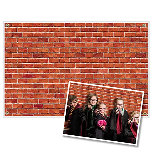 YoHold Wizard Red Brick Wall Backdrop Poster Soft Wall Hanging Tapestries Wall Blanket Wall Art for School Party, Baby Shower, Halloween,Birthday,Cosplay Costume Party Decoration(H3.5*W6ft)
