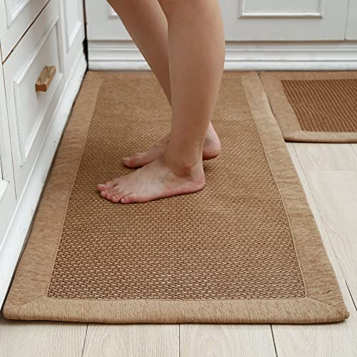 LUFEIJIASHI Kitchen Rugs and Mats Non Skid Washable Set of 2 PCS Absorbent Kitchen Runner Rugs Farmhouse Kitchen Floor Mats for in Front of Sink 19.5'x31.5'+19.5'x47'