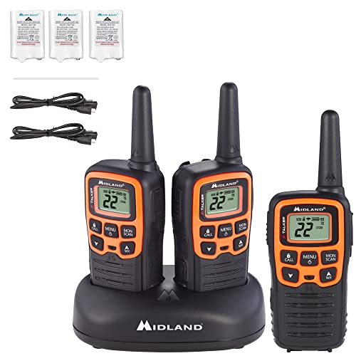 Midland -T51X3VP3 X-TALKER Walkie-Walkie - Long Range Two Way Radio for Camping Hiking Hand Held RZR FRS Compact Radio UTV communication NOAA Weather Scan - Black/Orange, 3 Radios