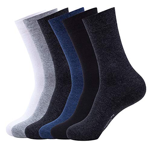 R RELAXIFE Mens Classic Cotton Dress Socks Thin Lightweight for Office Business Non-binding Comfortable Casual Crew Socks Black 6 Pack