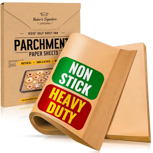 Parchment Paper Baking Sheets, 12x16 In 120 Pcs by Baker's Signature | Precut Non-Stick & Unbleached - Will Not Curl or Burn, Non-Toxic & Comes in Convenient Packaging