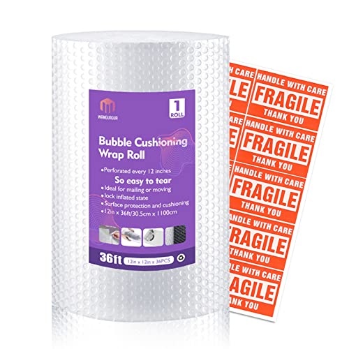 1 Roll 12' X 36' Perforated Nylon Bubble Packing Wrap For Moving Boxes Shipping Cushioning Supplies Wanguagua