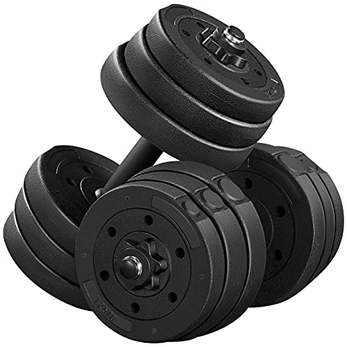 Yaheetech 44 LB Adjustable Dumbbell Weight Set Free Weight Set for Men & Women Home Gym Office Exercise and Fitness Equipment Workout Body Building Training Black