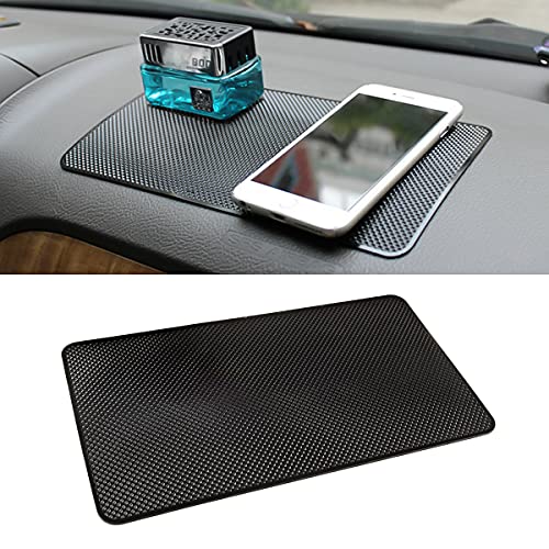 Car Dashboard Anti-Slip Rubber Pad, 10.6'x 5.9' Universal Non-Slip Car Magic Dashboard Sticky Adhesive Mat for Phones Sunglasses Keys Electronic Devices and More Use (Black/Grid)