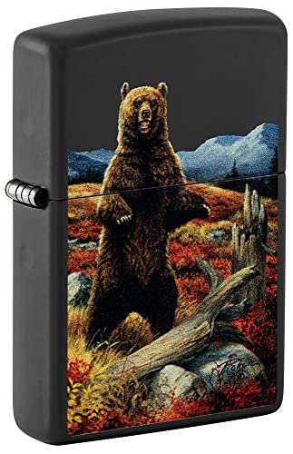 Zippo Linda Pickens Bear Design Black Matte Pocket Lighter