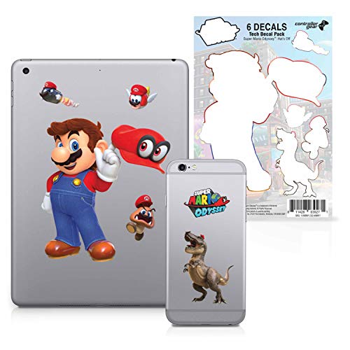 Super Mario Odyssey, 6 Pack, Hats Off Tech Decals, Waterproof Stickers for Phone, Laptop, Water Bottle, Skateboard, Vinyl Stickers for Boys and Girls
