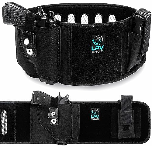 Premium Belly Band Holster, Quick Draw Dual Magnets – Fits 99% of Handguns incl SIG P365 Glock 43X M&P Shield | Extra-Wide Comfort Band | Industry-Leading Velcro MAG Pouch