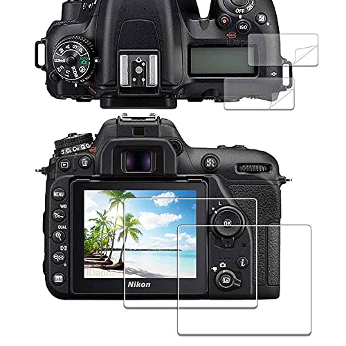 iDaPro Glass Screen Protector for Nikon D7500 + PET Top Screen Protector [2+2 Pack] Tempered Glass Easy Installation