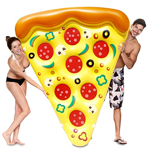 JOYIN Giant Inflatable Pizza Slice Pool Float, Fun Pool Floaties, Swim Party Toy, Summer Pool Raft (1 Pack), Extra Large with Cup Holders