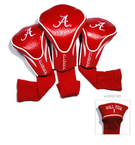 Team Golf NCAA Alabama Crimson Tide Contour Golf Club Headcovers (3 Count) Numbered 1, 3, & X, Fits Oversized Drivers, Utility, Rescue & Fairway Clubs, Velour lined for Extra Club Protection