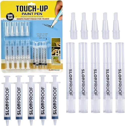 Slobproof Touch-Up Paint Pen, Refillable Paint Brush Pen 5-in-1, Kitchen Cabinet Touch-Up Pen for Walls, Furniture, Wood, Floor, Window