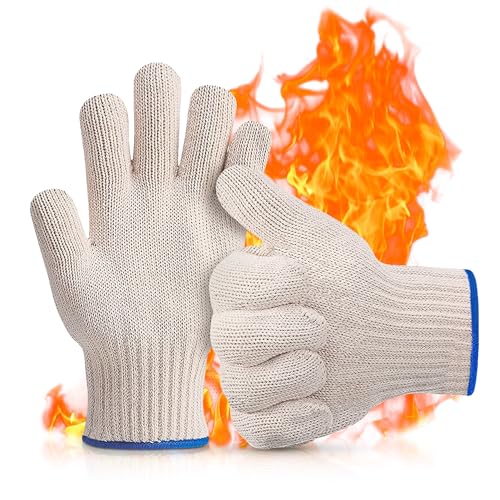 Heat Resistant Gloves for Cooking - 480 up to 932°F Oven Gloves with Fingers Grilling Gloves Oven Mitts Heat Resistant Cooking Gloves BBQ Gloves for Men - Grill Gloves Kitchen Handling Gloves