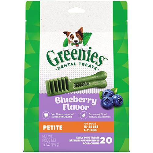 Greenies Petite Natural Dental Care Dog Treats Blueberry Flavor, 12 oz. Pack (20 Treats)