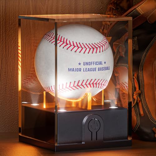 Leshein Baseball Display Case with Led Light, Acrylic Baseball Case for Display, UV Protected Baseball Holder, Light Up Baseball Clear Display Case for Memorabilia Baseball(1PCS)
